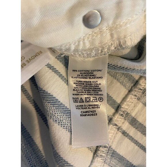 NWT Ann Taylor Loft Kick Crop High Rise Jeans Blue White Stripe 30 10 Petite New - Picture 7 of 7